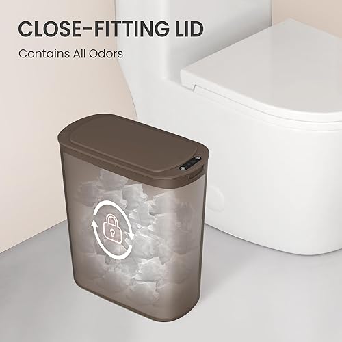 Miniatura 4 de Cesun Cubo de basura automático con sensor de movimiento para baño con tapa, cubo de basura sin contacto de 2.6 galones, cubo de basura delgado