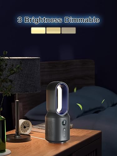 Miniatura 3 de let'me Ventilador de escritorio de 13 pulgadas, ventilador de mesa sin aspas, ventilador oscilante de 106 con control táctil con 3 velocidades y luz