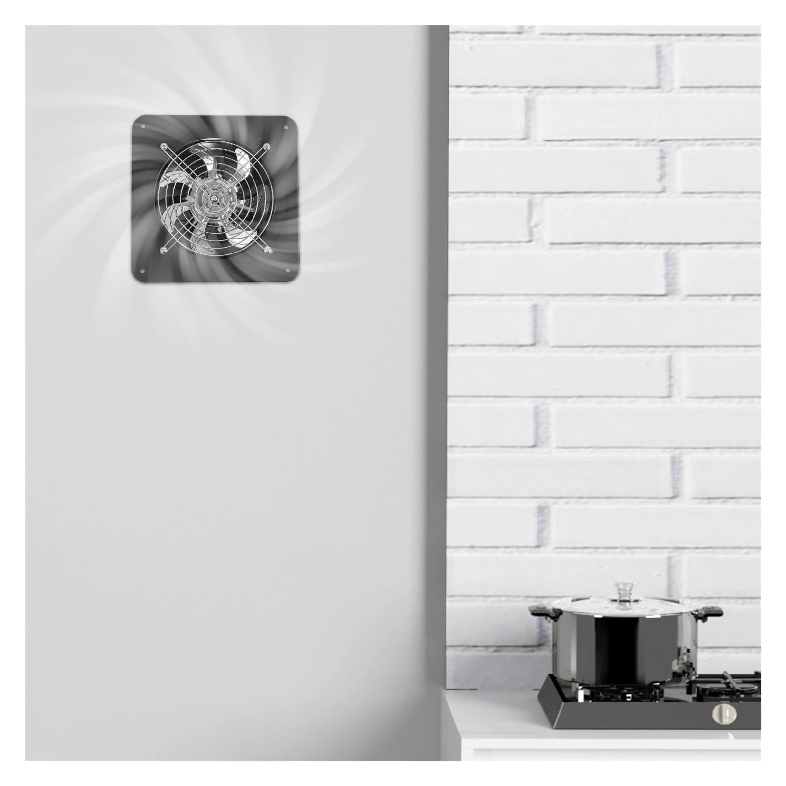 Extractor de aire negro 7 pulgadas, 50 W, industrial, pared y ventana, for cocina baño,Ahorro de energía