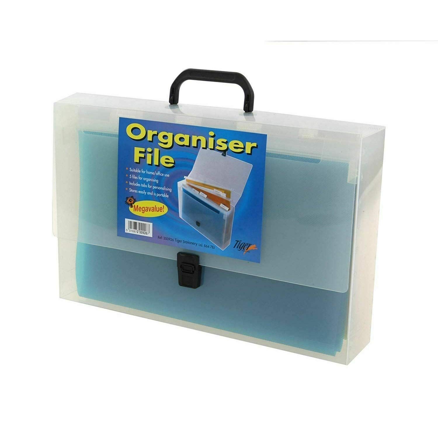Tiger A4 5 part plastic suspension files organiser with carry handle