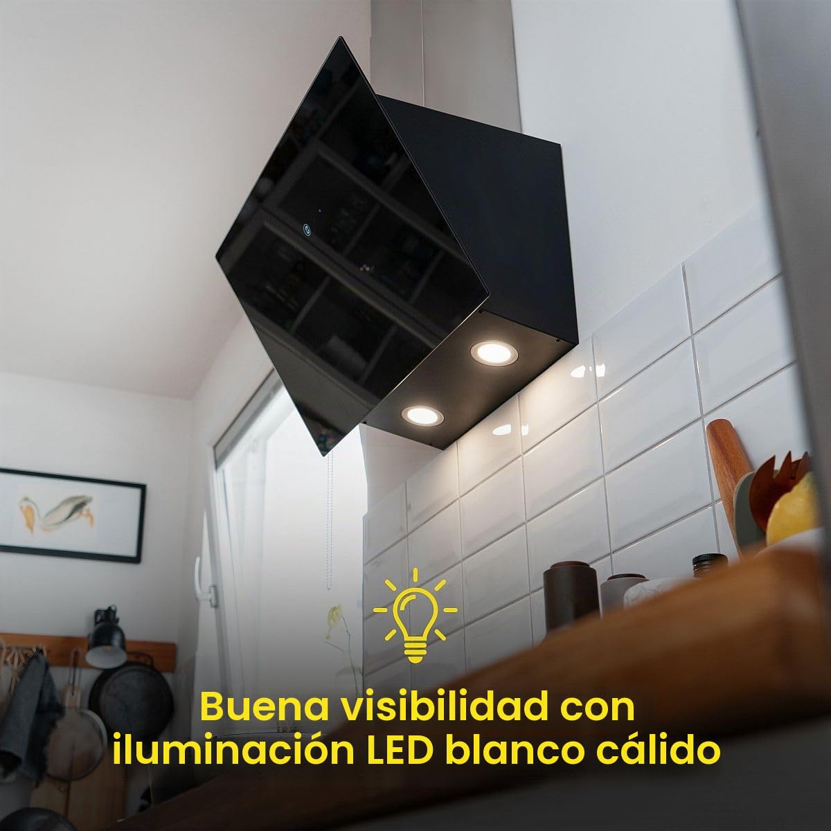 Bomann® Campana extractora 60 cm | recirculación o extracción de aire | campana de alcance | 9 niveles de potencia | campana inclinada | incl. filtro de aluminio de 5 capas | DU 7606.1