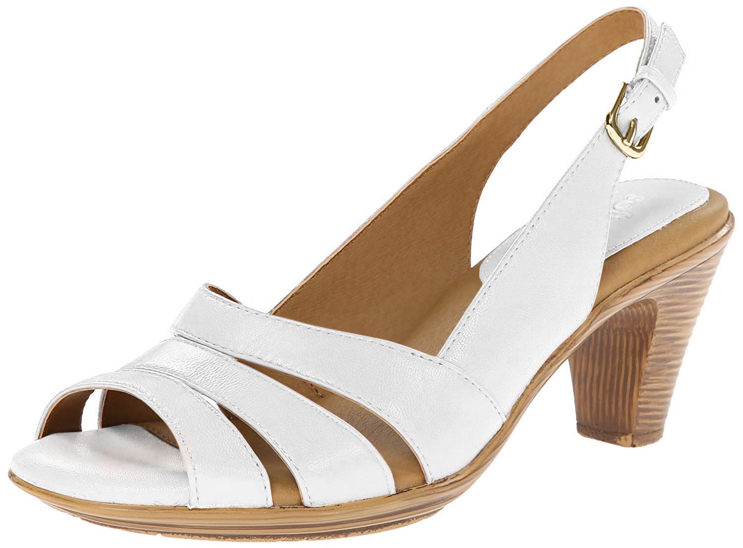 Comfortiva® Neima - Soft Spots Sandals for Women – Smooth Lining – Slingback Strap – Hand-Painted Sleek Heels White Velvet Sheep Nappa 6.5 W (D)