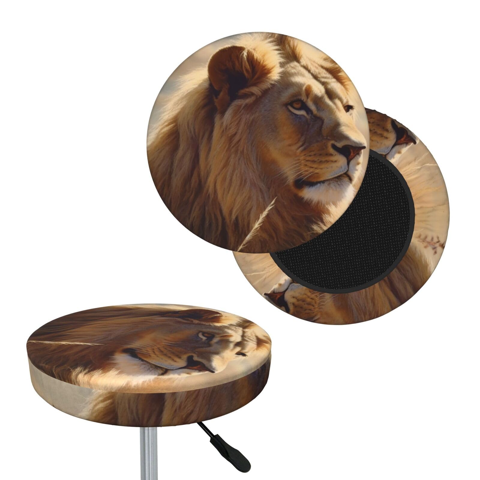 NONHAI Prairie Lion Bar Stool Cover Round Elastic Stool Cushion Covers Dustproof Bar Chair Cover Washable Stool Cushion Slipcover Stretch Stool Seat Covers for 12-14 Inch Chair