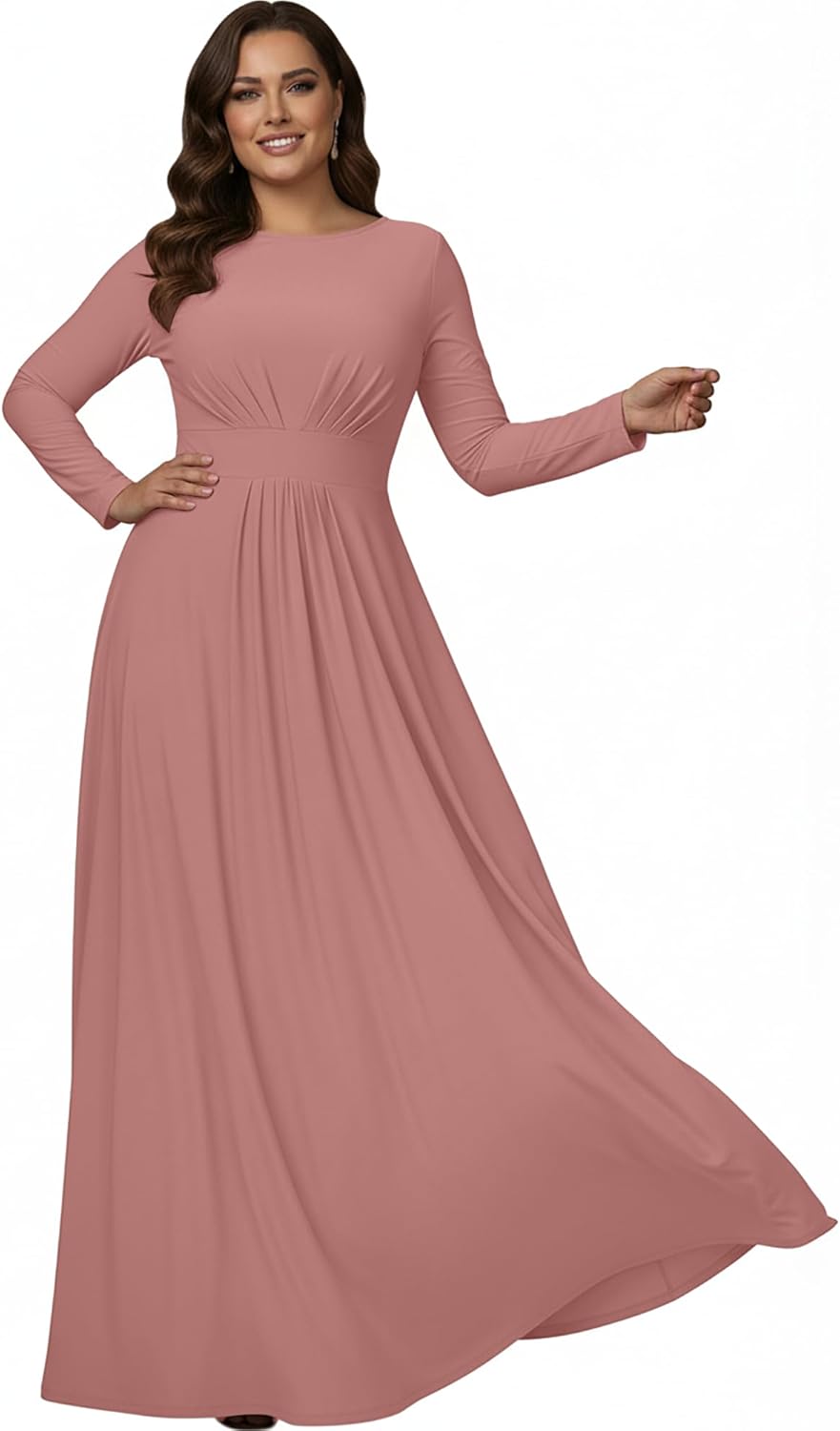 KOH KOH Womens 2026 Long Sleeve Soft Flowy Empire Waist Fall Winter Party Gown