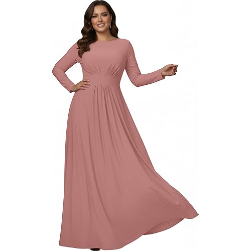 KOH KOH Womens 2026 Long Sleeve Soft Flowy Empire Waist Fall Winter Party Gown