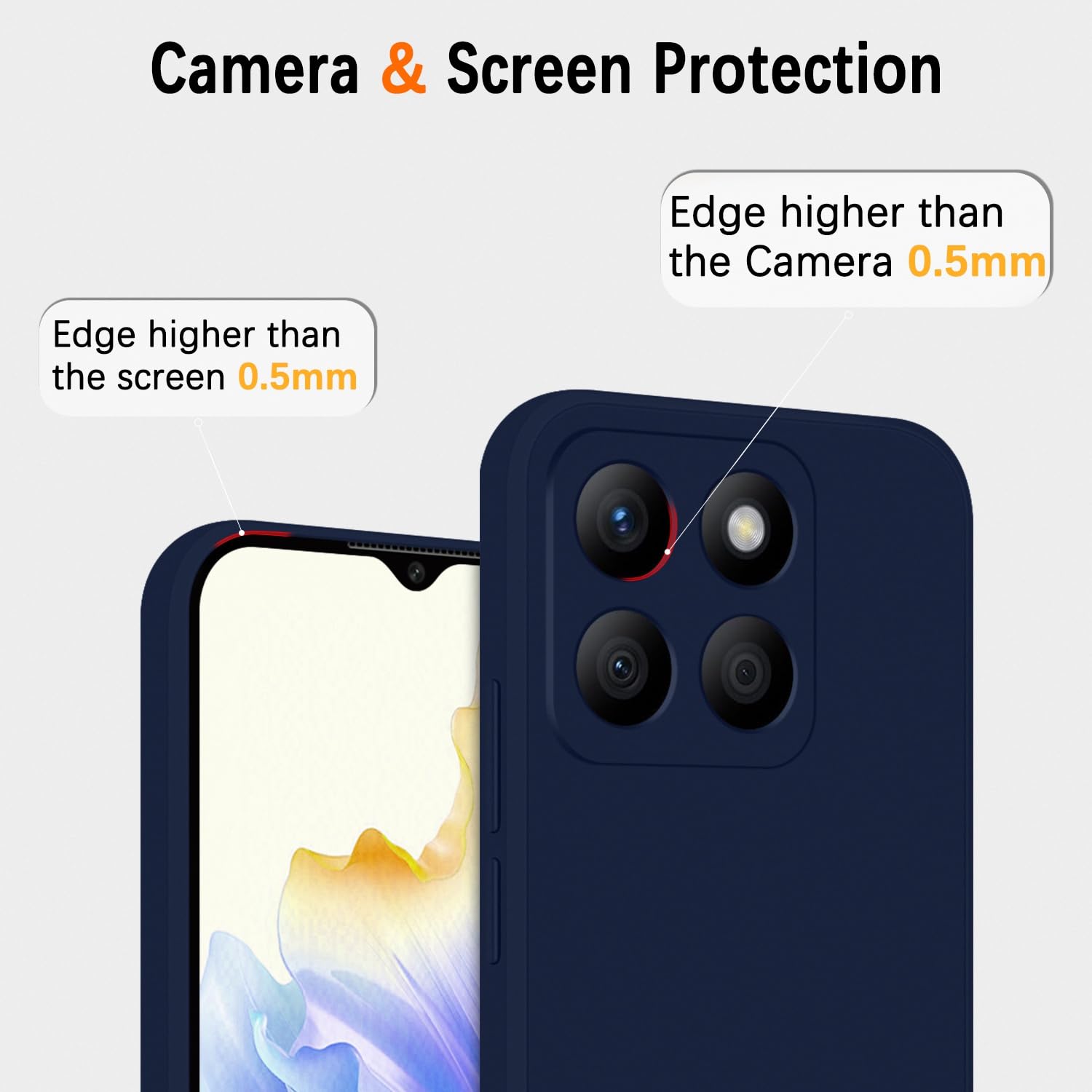 Tveinan for Honor X6b Case, Ultra Slim Thin Soft Silicone Cover, Flexible TPU Shell Shockproof Phone Case for Honor X6b, Dark Blue - Image 3