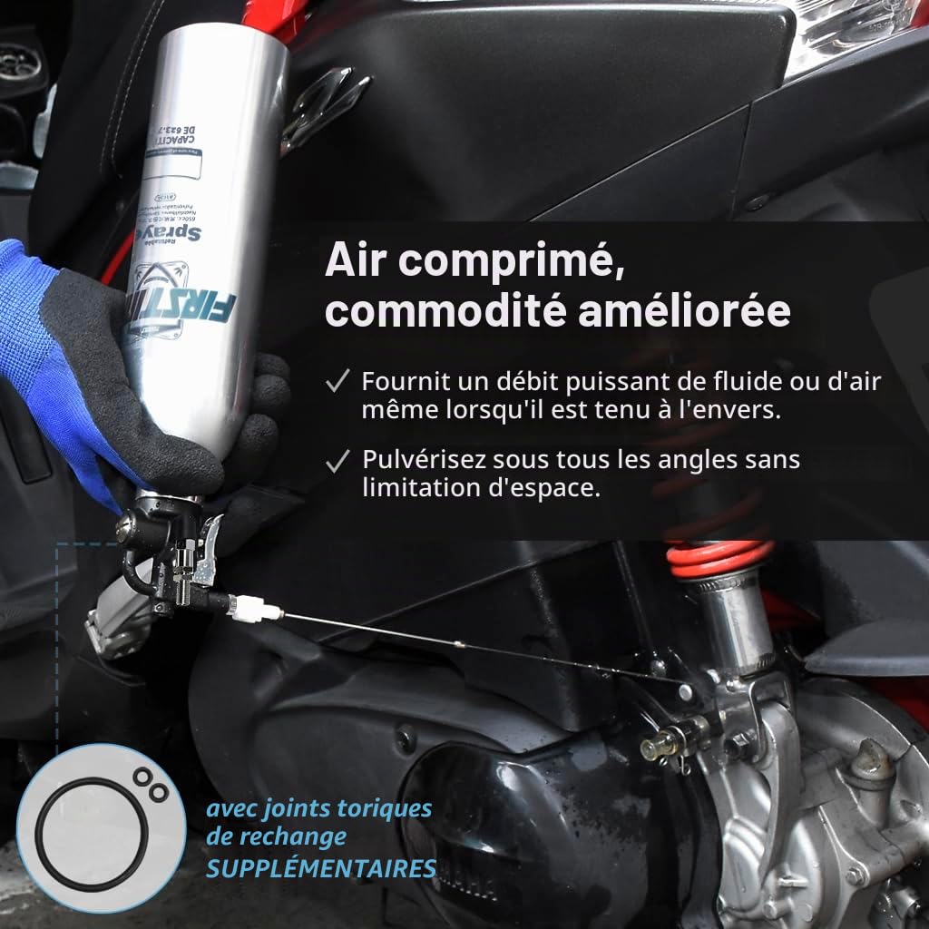 Firstinfo A1635 breveté Pression maximale 140 psi / 650 ML (22 US FL. oz) Bidon en Aluminium épais Rechargeable Haute Pression Aérosol Pulvérisateur pneumatique à air comprimé