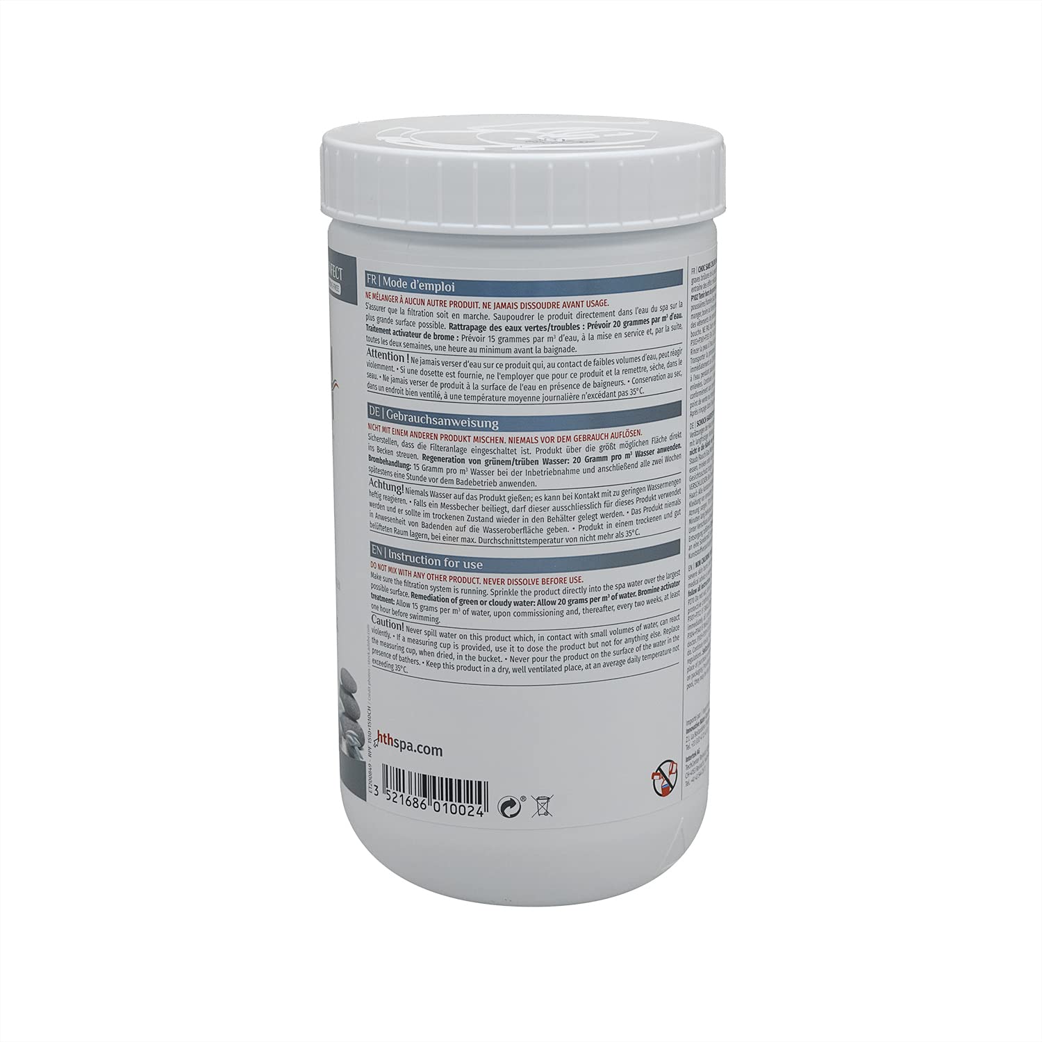 HTH Spa Choc sans Chlore Poudre - 1,2kg | Oxygène Actif Choc - Activateur de Brome - Désinfection Choc sans Chlore - Dissolution Rapide + 10 Tests HPS OFFERTS 6 en 1