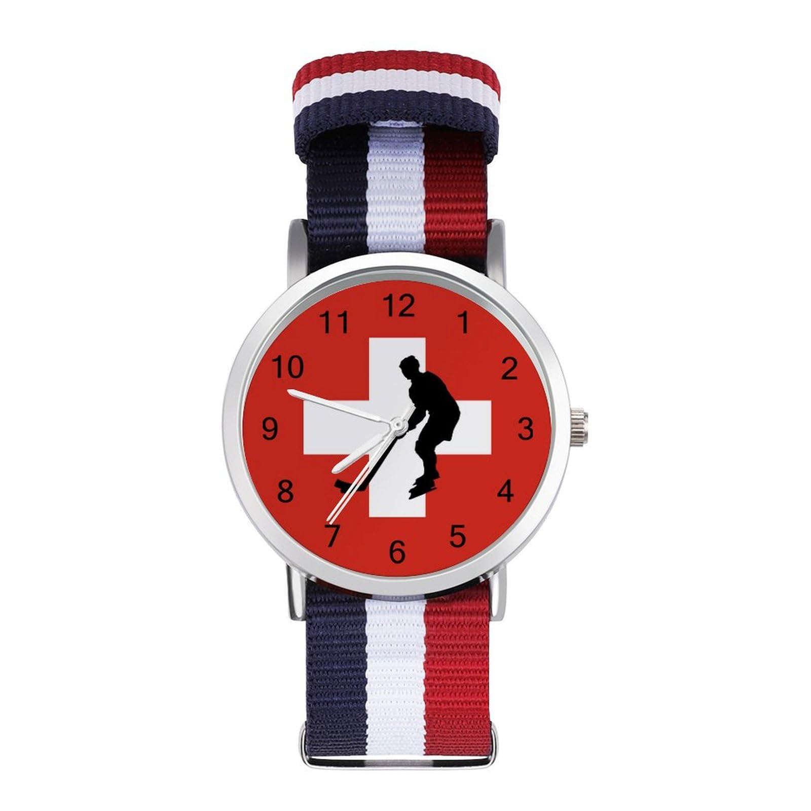 Switzerland Flag Ice Hockey Funny Wrist Watches for Men Women Fashion Graphic Watch for Work Workout