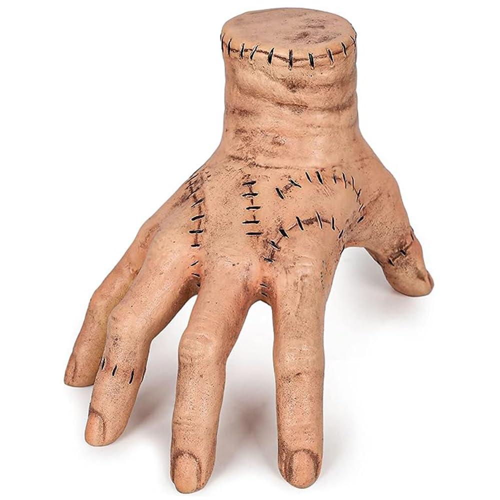 Thing Hand Wednesday Addams Family Fake Cosplay Hand Scary Props Decorations Gift for Fans, Accessories for Halloween Easter Gifts Beige