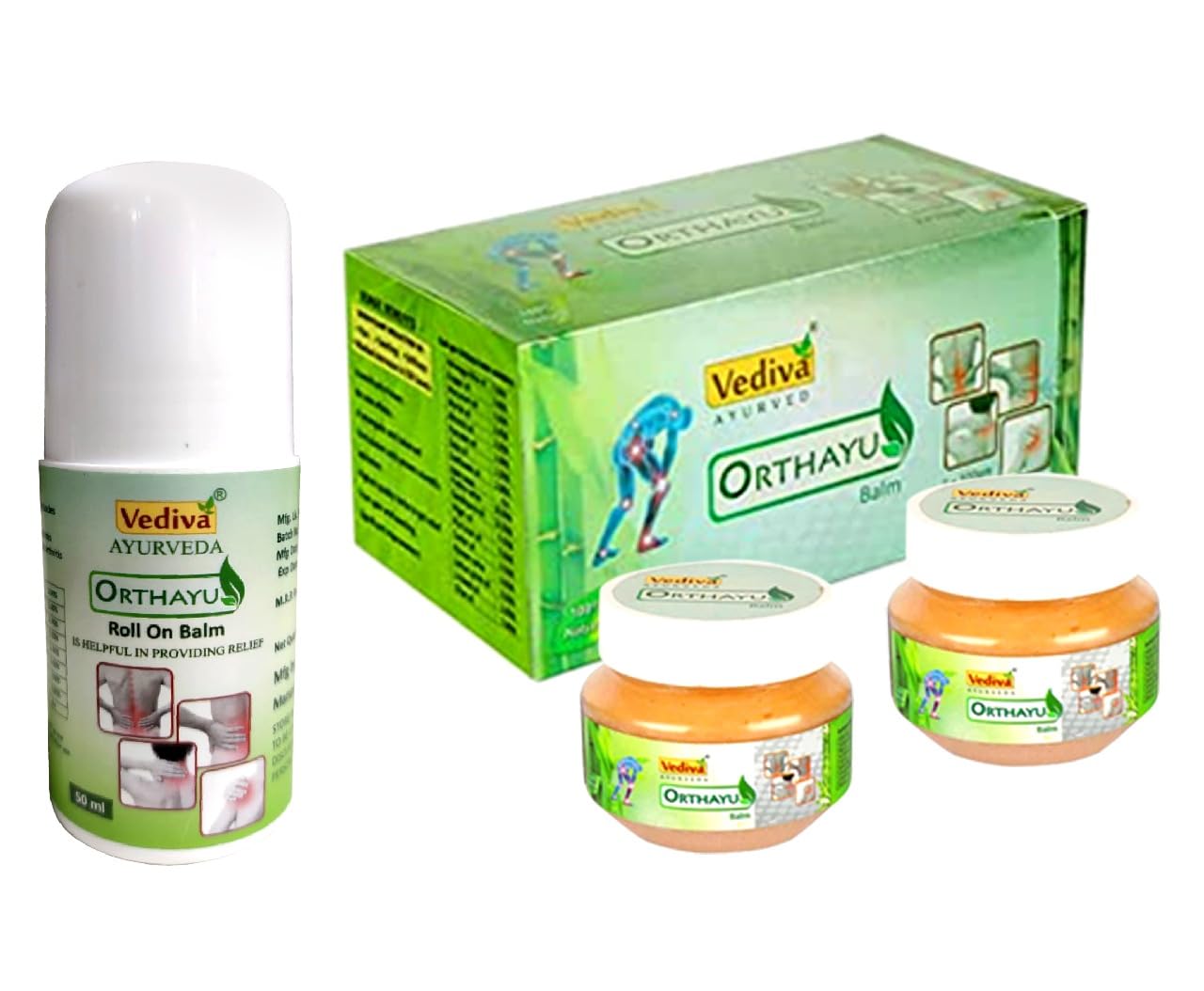 Orthayu Knee Pain Balm Pack of 2 with Roll on 50ml Combo, Vediva Orthayu Balm Suitable for Muscle, Joint, Swelling & Back Pain | Ayush Approved Formulation (B0CS6S47DL) Amazon Price History, Amazon Price Tracker