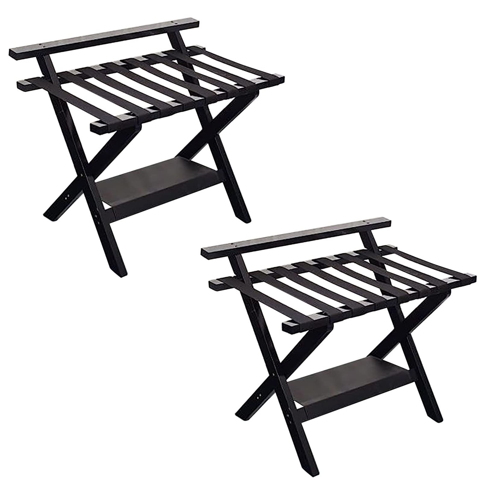 Genérico Soporte para Maletas con Estante, Soporte Plegable para Equipaje de 2 Niveles, portaequipajes para Maletas, Organizador de estantes para Equipaje, Soporte para Equipaje de Gran Cap