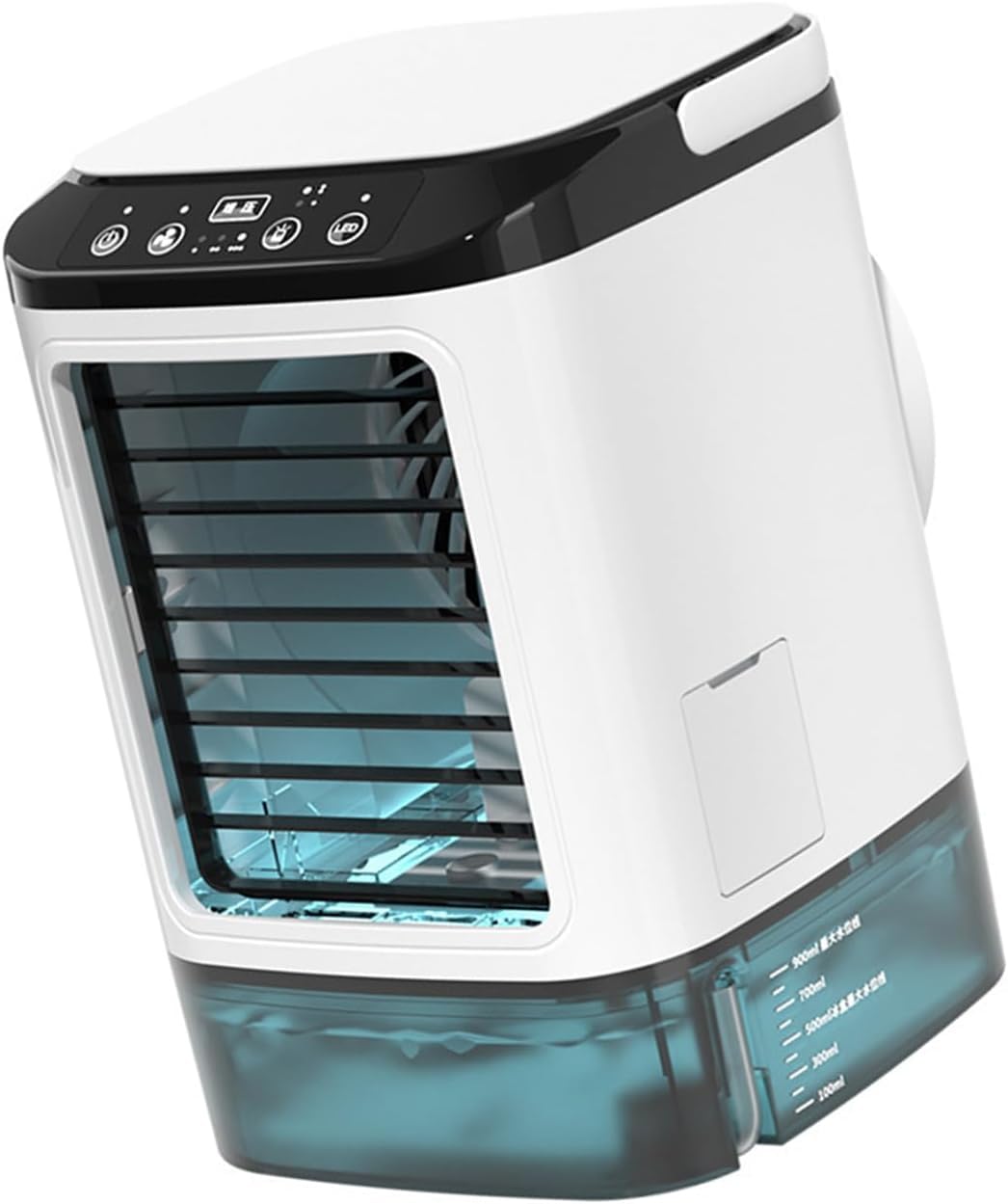 Mini ventilatore portatile per condizionatore d'aria, umidificatore evaporativo silenzioso, 3 in 1, 3 velocità del vento, nebbia di raffreddamento, 7 luci LED, per casa, viaggi, ufficio