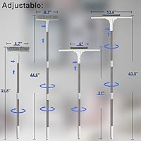 Vista 5 de Floor Scrub Brush with Long Handle Stiff Brush, 2 in 1 Scub&Scrab Bristle&Squeegee Brush +V Shape Grout Brush for Cleaning Bathroom, Patio, Kitchen