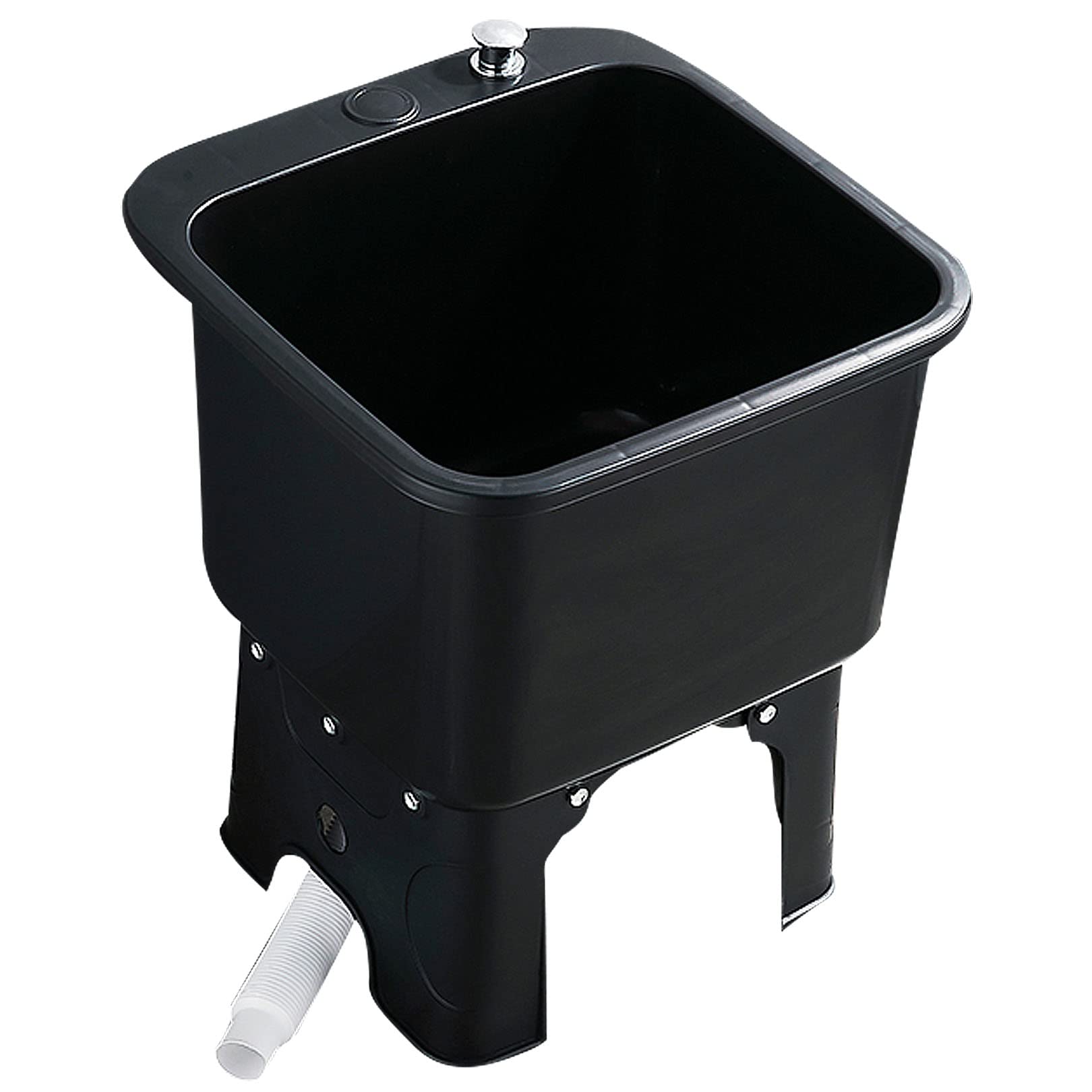 ASerZenith Utility Mop Sink Laundry Tub Slop Sinks With Drains, Not Easy To Block, Pp Material Floor Mop Sink For Restaurant, Business,Black-40Cm(15.7In)