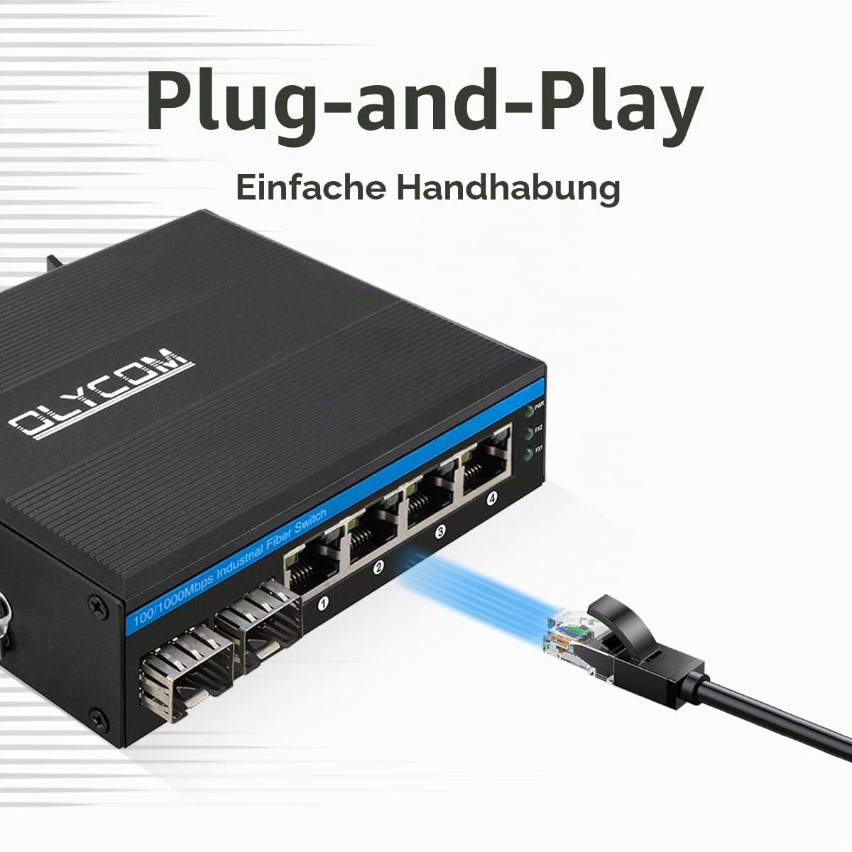 4-Port gehärteter industrieller Gigabit PoE+ DIN-Schienen-Glasfaser-Netzwerk-Switch 4 x Gigabit PoE+-Ports 2 x 1,25 G SFP-Glasfaser-Ports 120 W für den Außenbereic