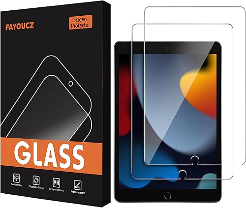 Protector de pantalla para iPad de 9, 8 y 7 generación de 10.2 pulgadas (202120202019, modelo A2602 A2197), película de vidrio templado, paquete de 2