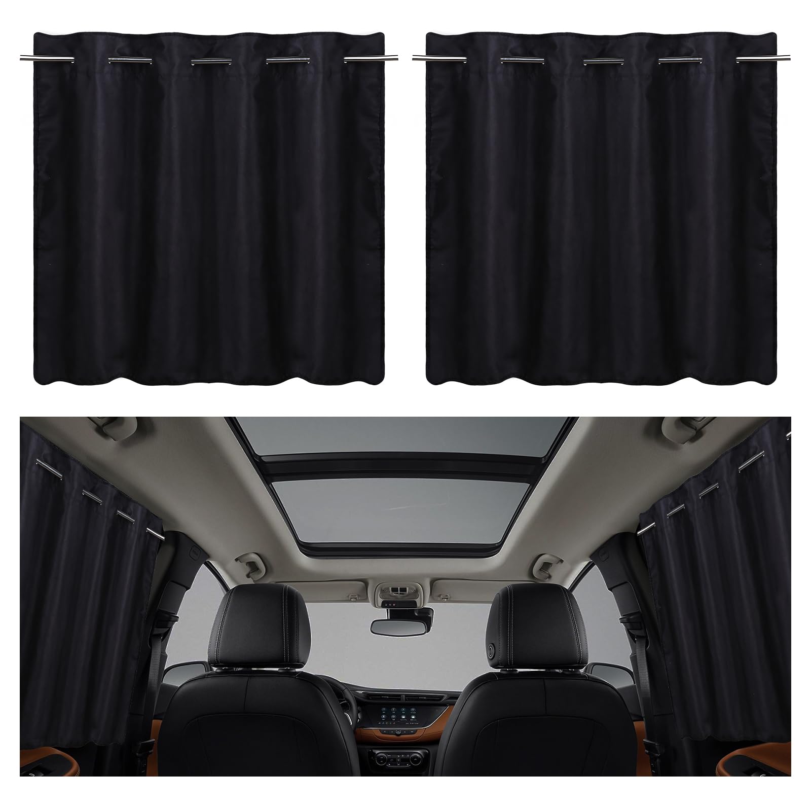 ZATOOTO Parasol Coche Lateral con Varillas, Parasol Ventanas Traseras Coche, Protector Solar Coche, Parasol Ventana Coche para Ventana Lateral o Portón Trasero, Grande
