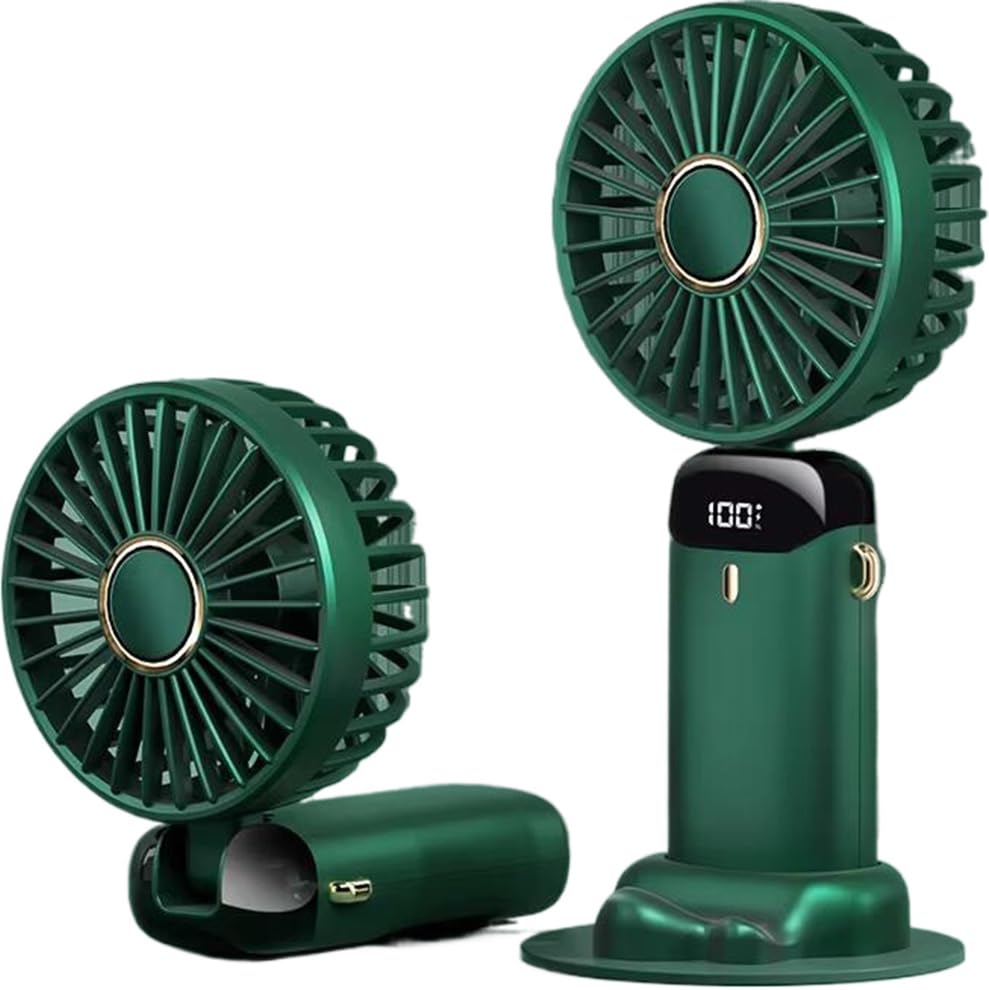 Mini ventilateur à main USB pliable vert à 5 vitesses