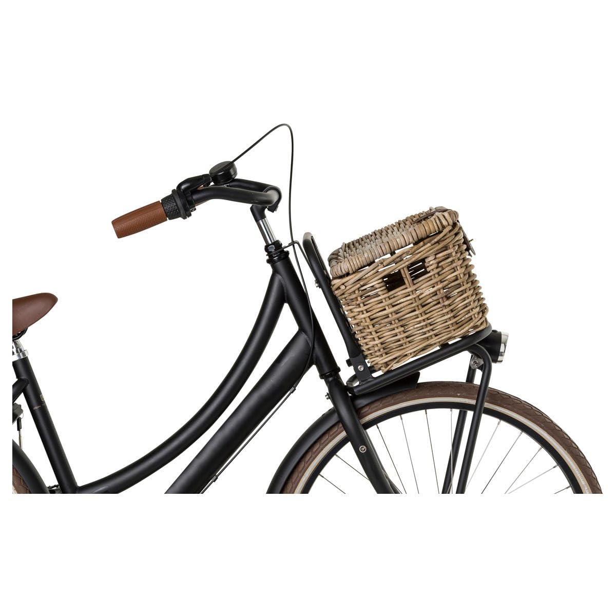 FAST RIDER Junior Fahrradkorb Vorne für Kinderfahrrad, 8L Fahrrad Korb für Schulranzen, Bike Basket mit Deckel, Ergonomisch, Modisch, Schutz vor Regen, Handgemacht - Rattan Beige