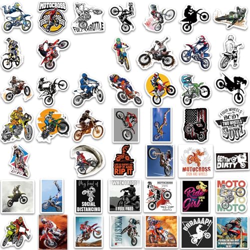 50Pcs Motocross Stickers for Water Bottles Vinyl Dirt Motobike Stickers for Teens Waterproof Motorcycle Stickers Decals for Laptop Scrapbooking Journaling Dirt Bike Stickers