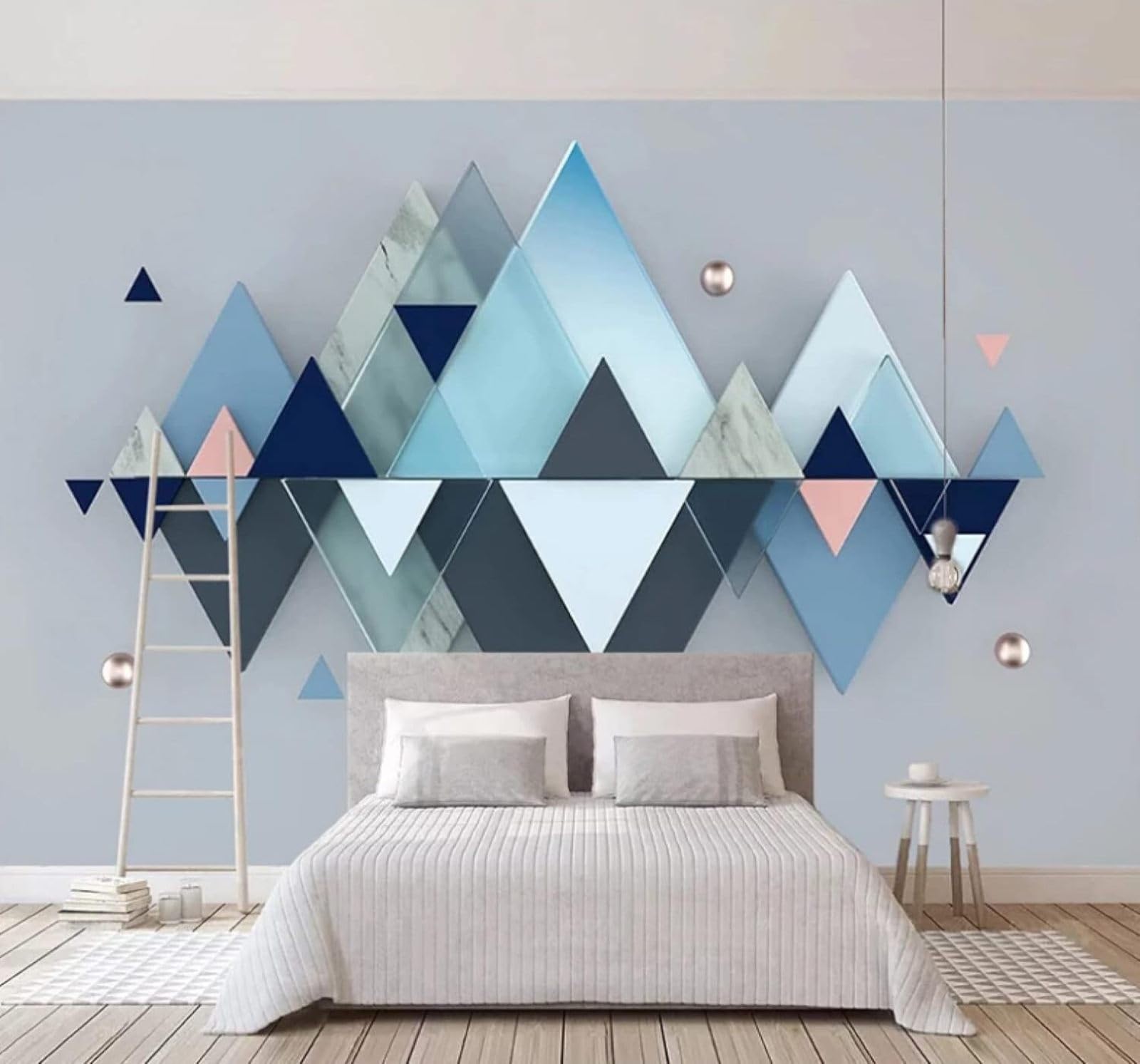 XLMING Abstract Three Dimensional Blue Geometric Pattern 3D Wallpaper Luxury Home Dining Decor Paste Sofa Living Room The Wall for Bedroom Mural-150cm×105cm