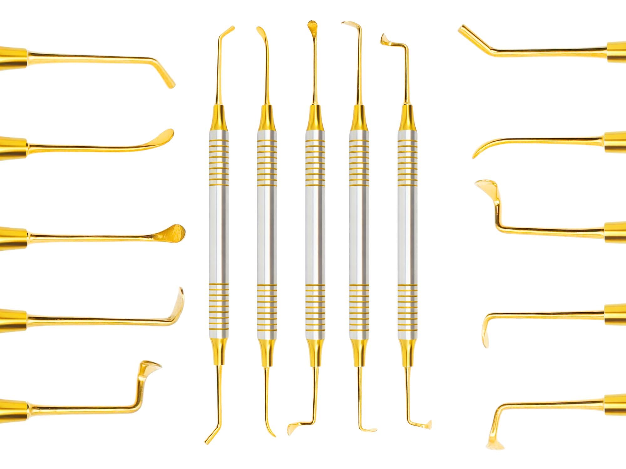 ARTMAN INSTRUMENTS Sinus Lift Kit (5 Pcs) – Gold Plated, Slip-Resistant Handles, 9mm Diameter for Precision Implant Procedures, Autoclavable Dental Tools