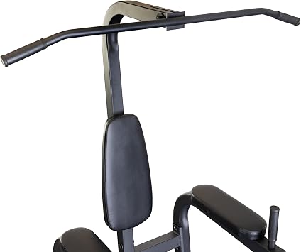 Body-Solid Best Fitness (BFVK10) Vertical Knee Raise, Compact Dip Station and Pull Up Bar Machine for Home Gym, Strength Training Equipment with Back Pad and Arm Support, Midnight Black
