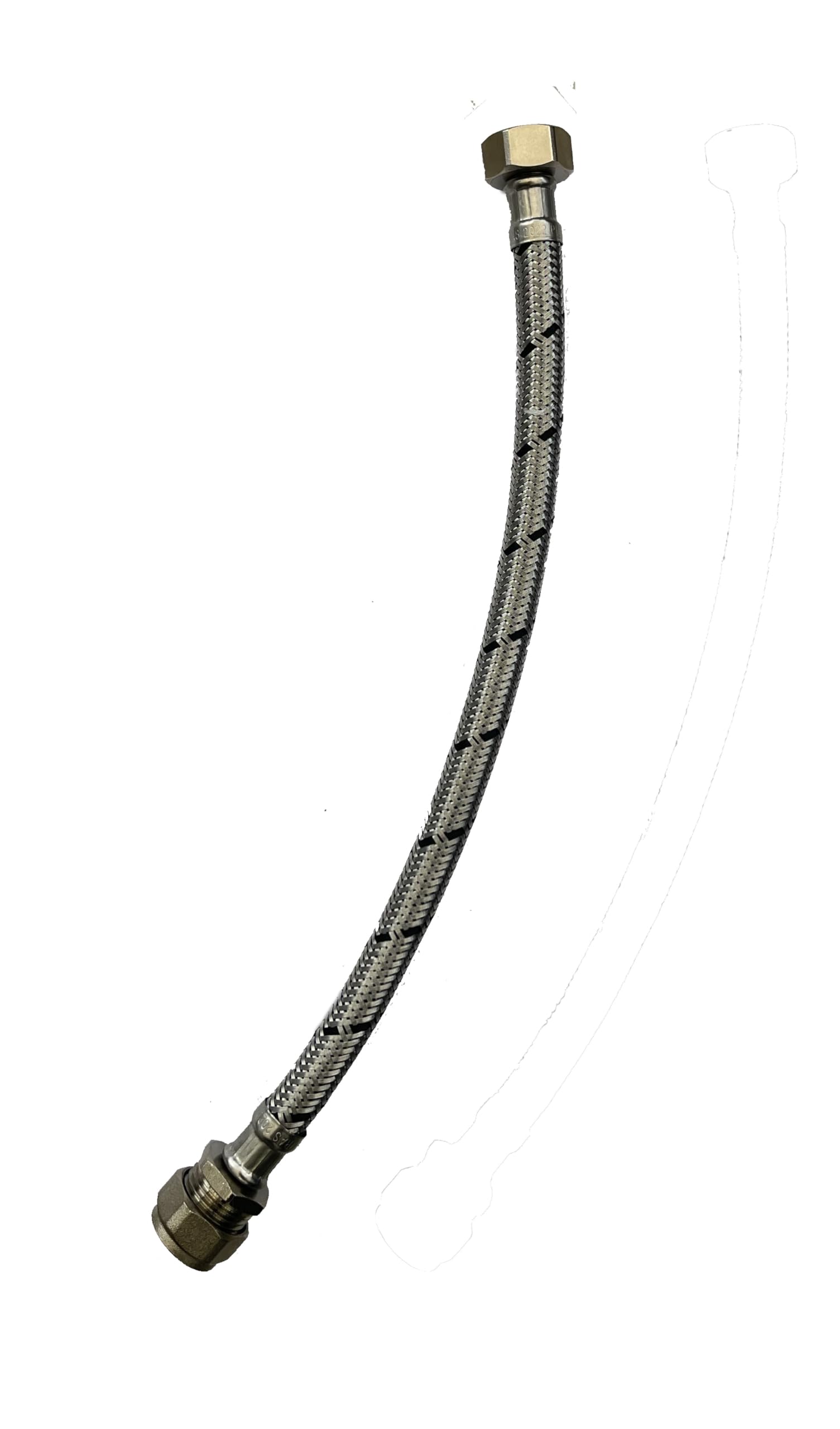 WRAS 15mm Flexible Hose, Double Pack 15mm x 1/2inch Flexi 300mm Durable Flexible Braided Tap & Inlet Valve Connector - Image 4