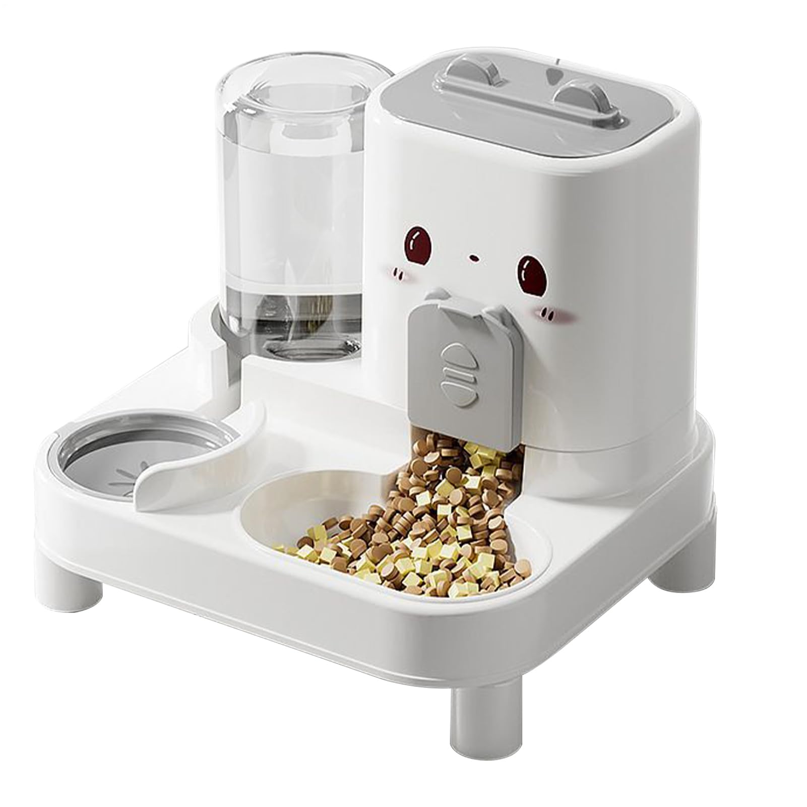 Tktouci Cat Food Dispenser, 2 in 1 Cat Food Feeder, Smart Dispensing Pet Waterer for Indoor Outdoor Home Drinking