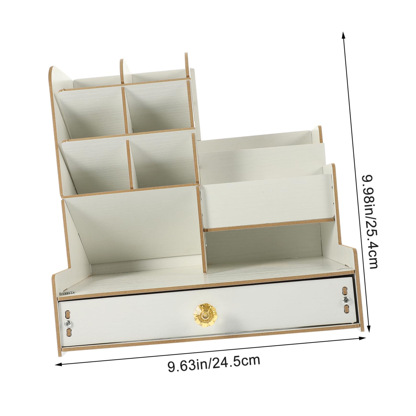 Garneck Portaoggetti da Scrivania in Legno Bianco Cassetto, Multi-tier | Scomparti Multipli, Grande Capienza, per Studio e Camera, Organizer per Cancelleria