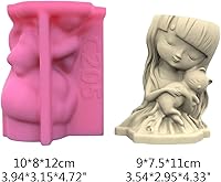 Vista 6 de Girl Hugs Cat - Moldes de silicona para macetas, macetas para suculentas, moldes de hormigón, molde de soporte para bolígrafos, molde de resina