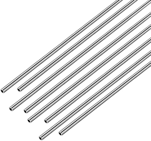 uxcell Tubo redondo de acero inoxidable 304 0.079 in OD 0.006 in espesor de pared 9.843 in de longitud Tubo recto sin costura 8 piezas