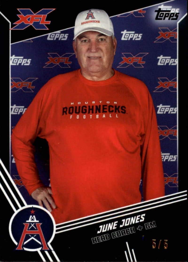 2020 Topps XFL Black #99 June Jones S5 Houston Roughnecks Official Football Trading Card