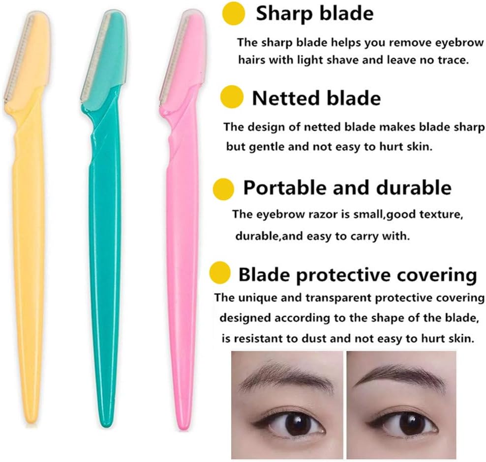 JSDOIN Eyebrow Razors Precision Sharpness for Trimming and Shaping Eyebrows - Multipurpose Exfoliating Face Razor and Eyebrow Shaper - Eyebrow Razor Pack of 12 (Eyebrow Razors)