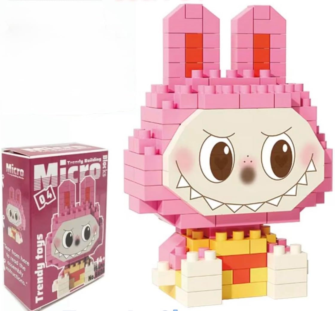 Blind Box Micro Building Blocks Bunny Character Construction Set, 154 Pieces, Ages 14+, Multi-Color Mini Blocks