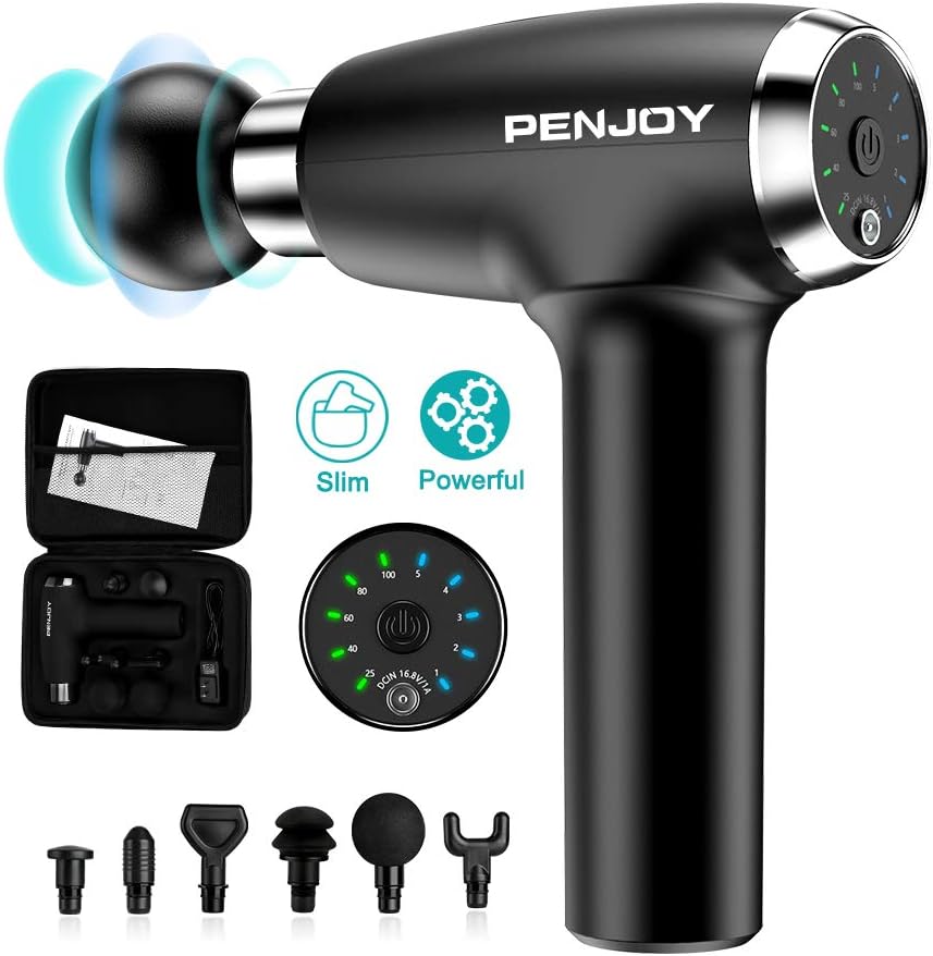 Massage Gun - PENJOY Powerful Handheld Massager, Rechargable Cordless Percussion Massager for Sore Muscle and Stiffness
