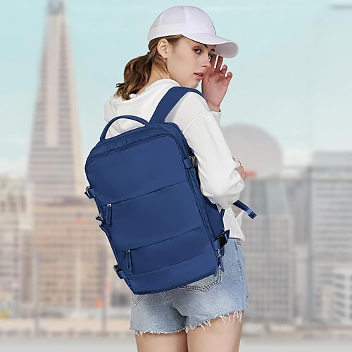 Miniatura 308 de coowoz Mochila de viaje grande para mujeres y hombres,Mochila de transporte,Mochila de senderismo impermeable para deportes al aire libre, Azul, 45