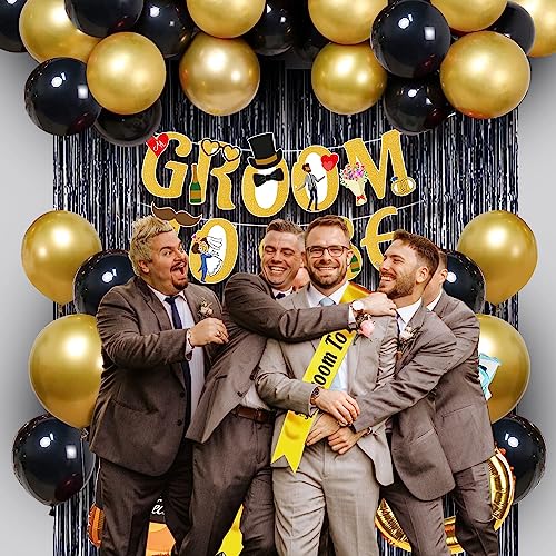 Image of Party Propz Groom To Be Decoration Set- Huge Combo of 48 Pcs | Ring Balloon with Groom To Be Banner and Sash | Bachelorette Party Decorations for Groom | Groom Kit for Men Wedding | Metallic Balloons