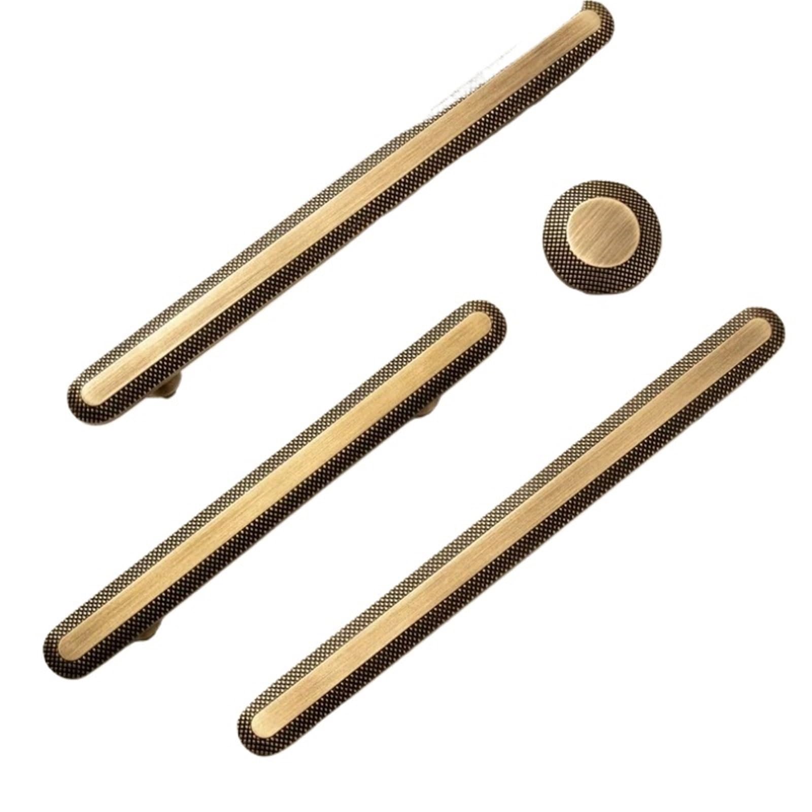 Qvorlth 6080-96 Antique Brass Cabinet Pulls 1 Pcs Bronze Pulls Cabinets Thardware Cupboard Drawer Knob Knurled Grid Antique Cabinet Handles(6080-96)