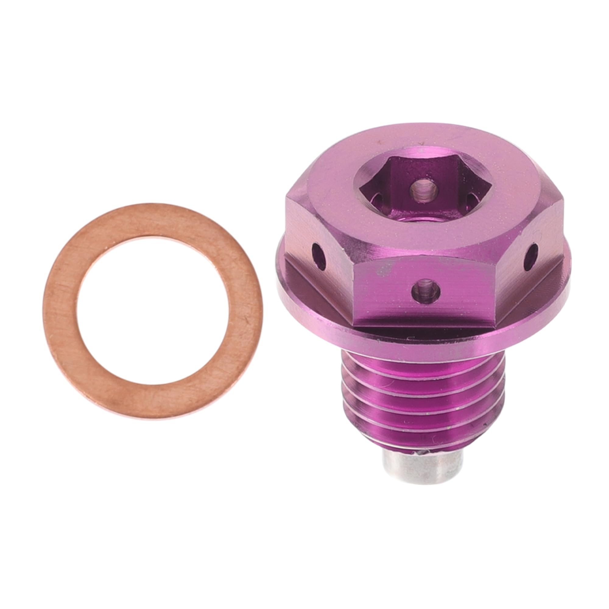 M12x1.5 4MM Magnetic Oil Drain Plug Titanium Alloy Sump Drain Nut Bolt with 1 Copper Washer Rose Color 1 Pc