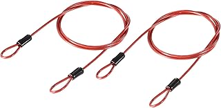 M METERXITY 2 Pcs Security Cables - Plastic Coated Steel Locking Rope Apply to Outdoor/Bicycle/Travel (2.5mmx1m, Red)