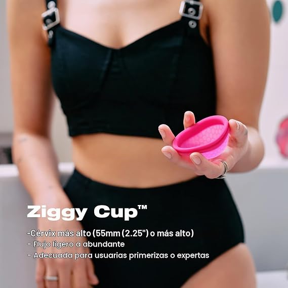 INTIMINA Ziggy Cup - Disco Menstrual Ultrafino Reutilizable con Diseño Flat-Fit, Fuchsia