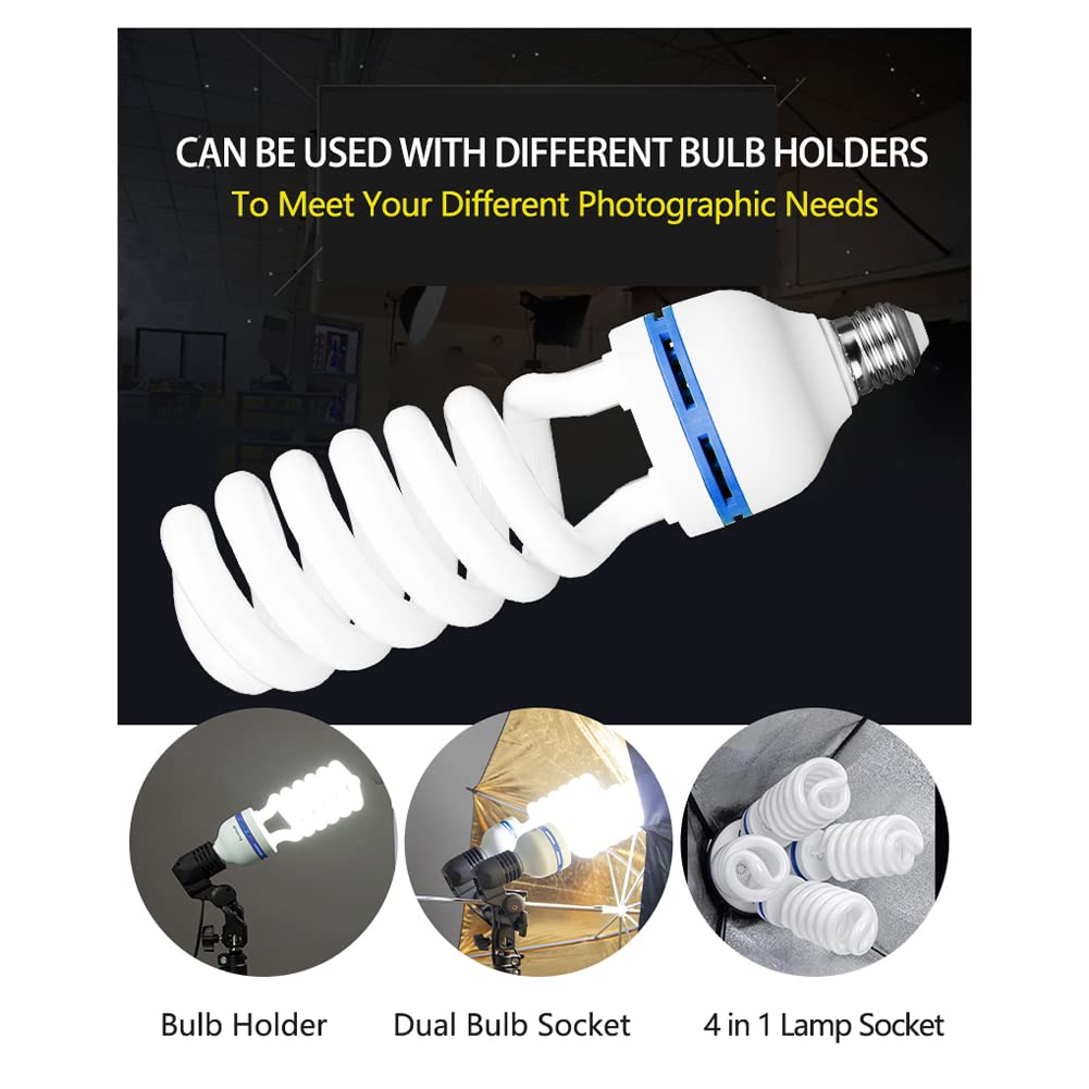 4 x lampa fotograficzna 55 W = 150 W 5500 K CFL lampa dzienna z trzonkiem E27 do oświetlenia studyjnego, oświetlenia wideo, fotografii, softbox