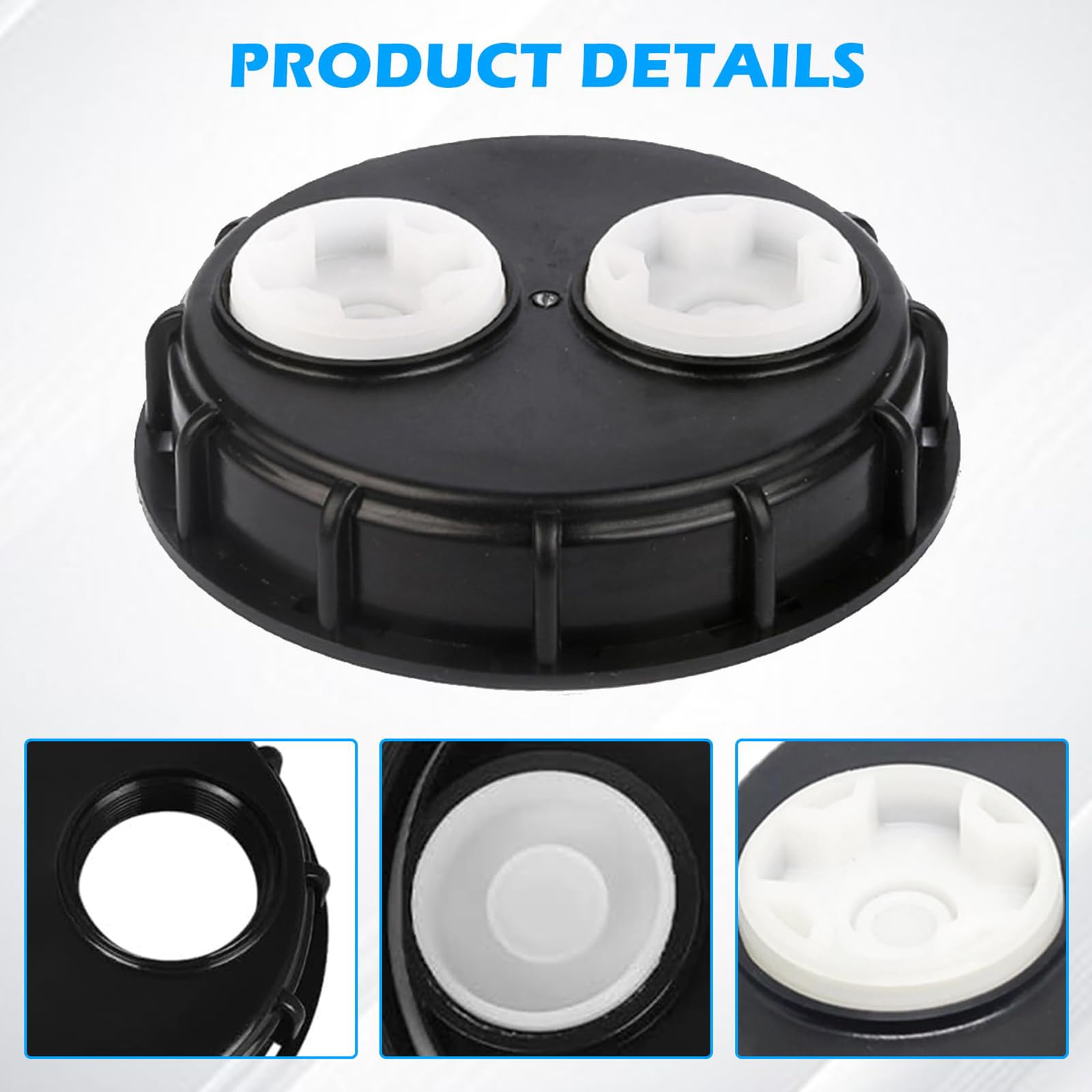 IBC Bouchons de Réservoir 163 mm, 2 Pièces IBC Couvercle de Réservoir Ventilé avec Double Aération, Bouchon de Réservoir IBC avec Bouchon de Rechange 2 Pouces pour Cuve Eau 1000 L
