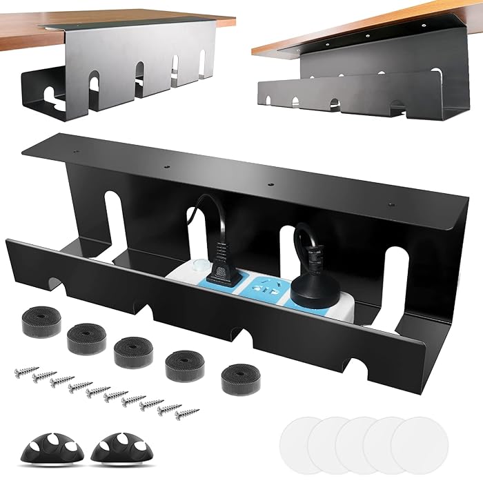 Buy Under Desk Cable Management Tray, No Drill 2 x 15.7 in Steel Desk