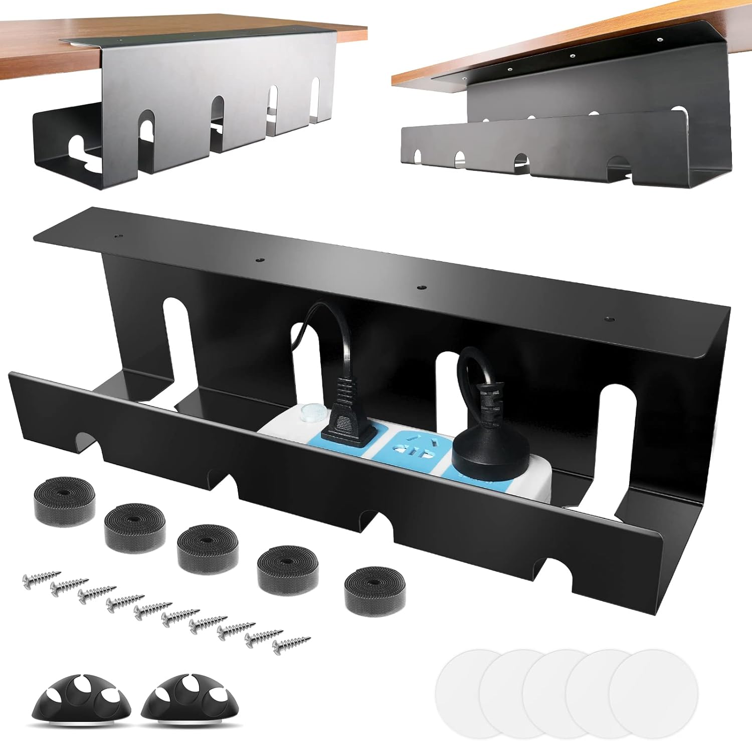 Buy Under Desk Cable Management Tray, No Drill 2 x 15.7 in Steel Desk