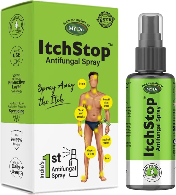 Itchstop Antifungal Spray For Women & Men | Hands-Free Ayurvedic Herbal Formula – Anti Bacterial, Itch, Chafing Fungus Skin Fungal Infection On Thighs, Feet, Back, Hand