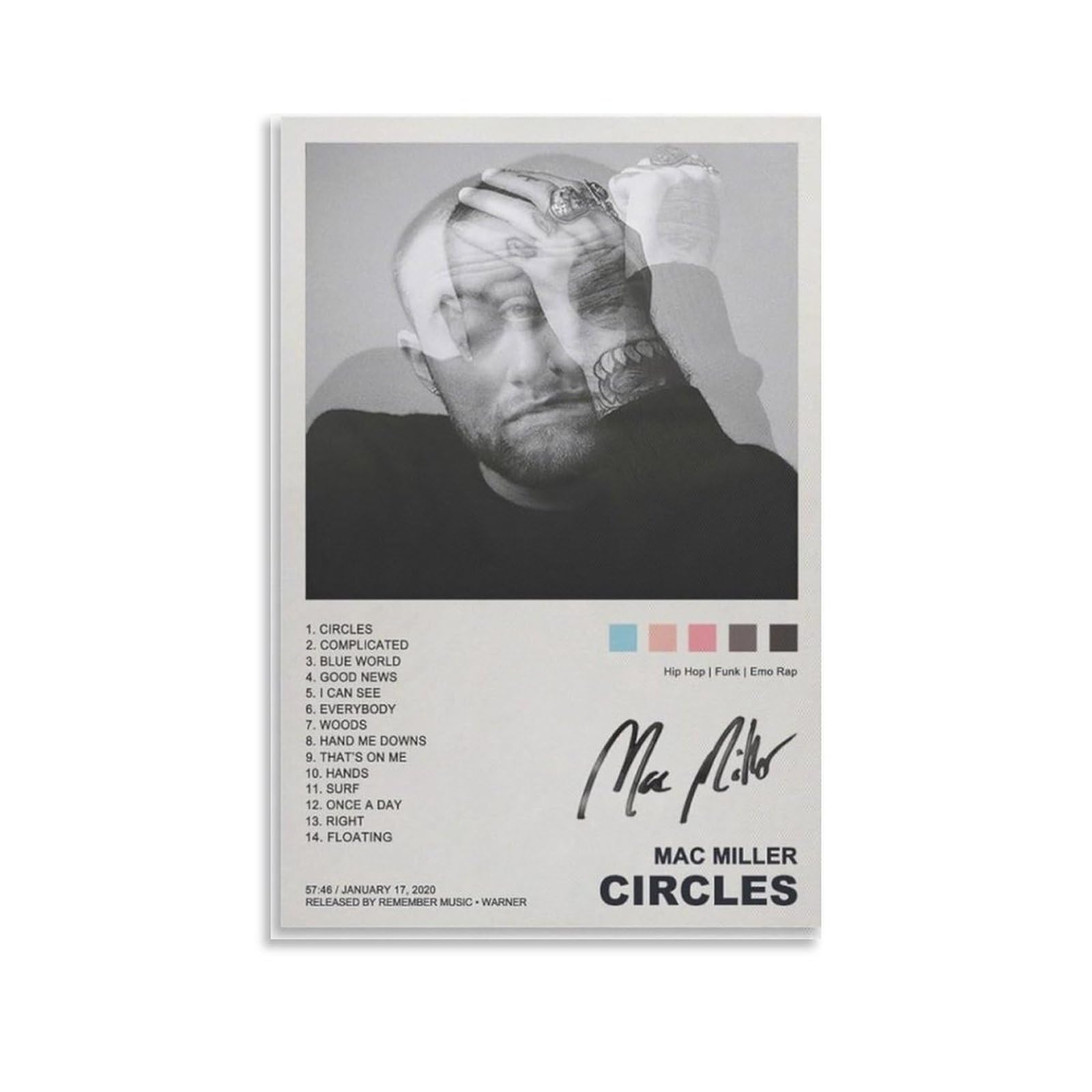 Mac Miller Poster Circles Poster Canva Print Poster Home Decor Poster Wall Art Hanging Picture Print Bedroom Decorative Painting Posters Room Aesthetic 12x18inch(30x45cm)