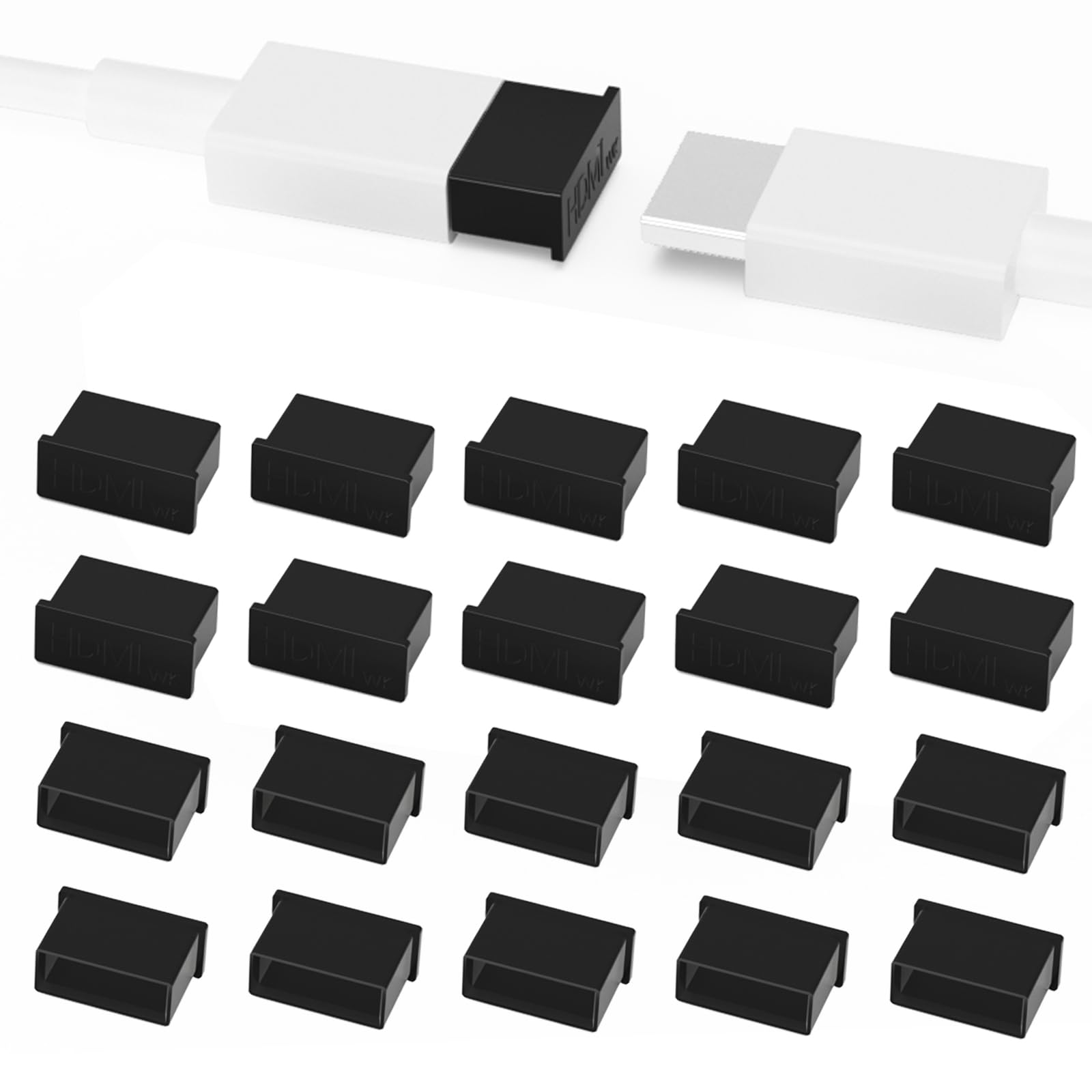 20PCS Plastic HDMI Male Port Anti Dust Dustproof Cover Cap Plug Protector Compatible with Computer Laptop TV (Black)